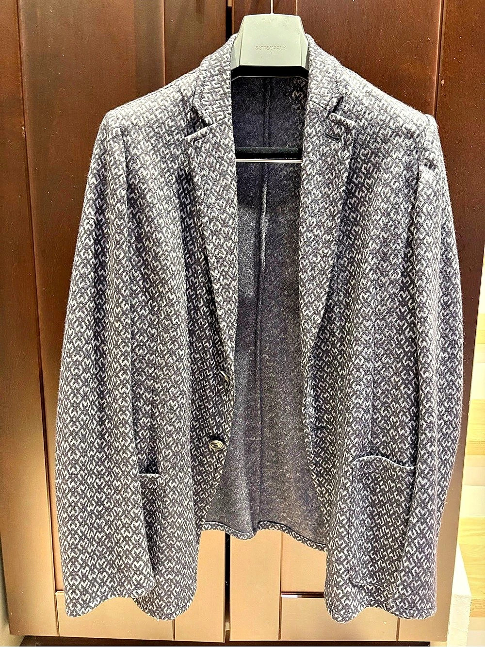 Emporio Armani Men's Geometric Jacket in Gray & Black